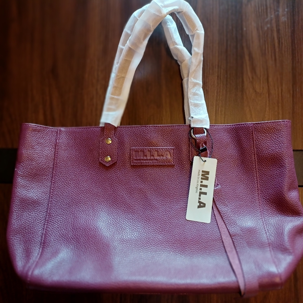 M.I.L.A Leather Purple Pebble Women's Tote Bag